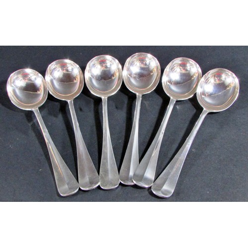 197 - Six silver soup spoons, Birmingham 1931, maker Barker Brothers Silver Ltd, 16.6oz approx