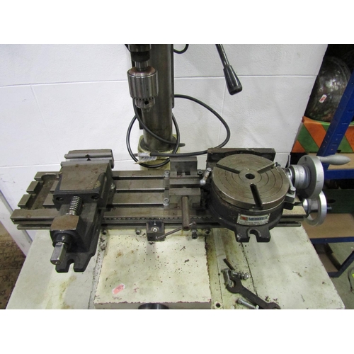 1084 - A good quality metal working pillar drill with quarter horse power single phase motor – 1977 with la... 