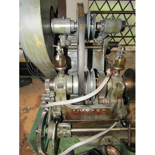 1093 - A vintage Myford lathe 109 cm length x 44 depth together with literature