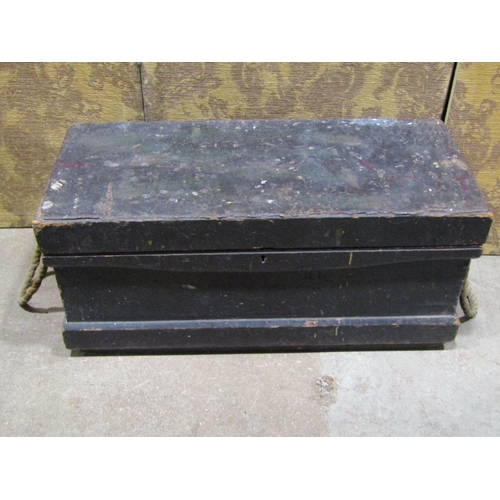 1094 - A Victorian pine blanket chest containing a quantity of woodworking and other tools, together with a... 