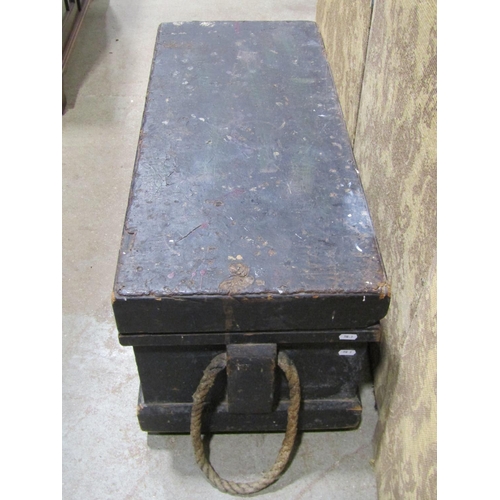 1094 - A Victorian pine blanket chest containing a quantity of woodworking and other tools, together with a... 