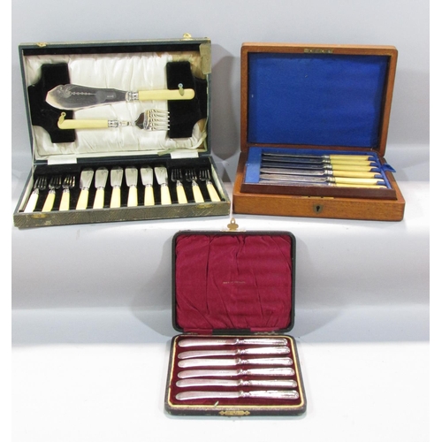 479 - A cased set of fish cutlery, a cased set of butter knives, a further set of fish cutlery, together w... 