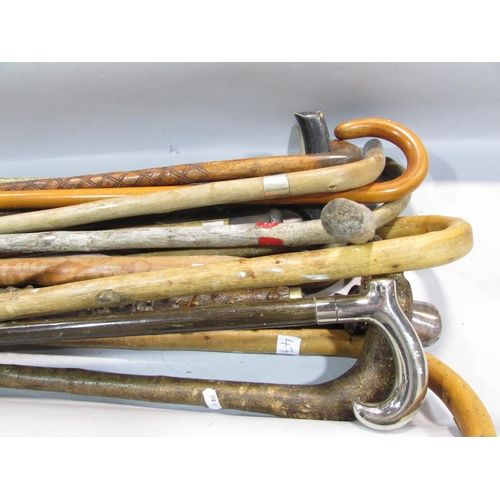 470A - A mixed collection of twenty one walking stick / canes.