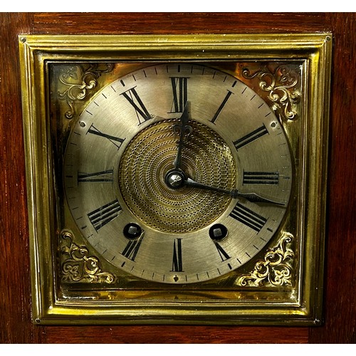 454 - A late 19th century Georgian style bracket clock, the rosewood case with applied brass detail, the d... 