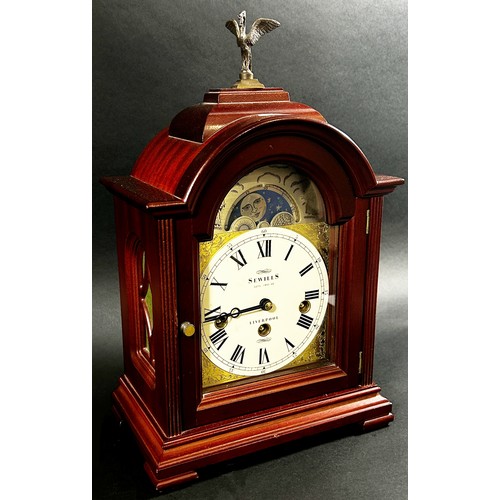 455 - A good quality reproduction bracket clock in the Georgian style by Sewills (Liverpool) the broken ar... 