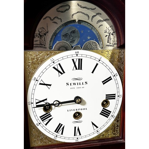 455 - A good quality reproduction bracket clock in the Georgian style by Sewills (Liverpool) the broken ar... 