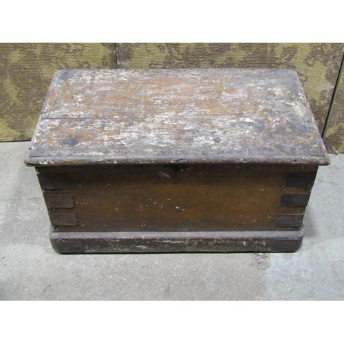 1094 - A Victorian pine blanket chest containing a quantity of woodworking and other tools, together with a... 