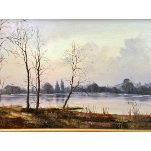 670 - Two 20th Century Oil Paintings of Landscapes: J. K. Whitton - 'Calm Trees', signed below, oil on can... 