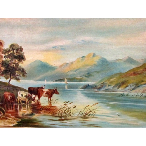 673 - British School, Early 20th Century - A pair of rural landscapes with cattle in the foreground, both ... 