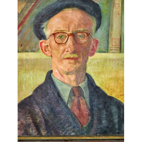 680 - Alexander Hossack (Exh. 1929) - Quarter Portrait of a Man in Hat and Glasses, signed lower right wit... 