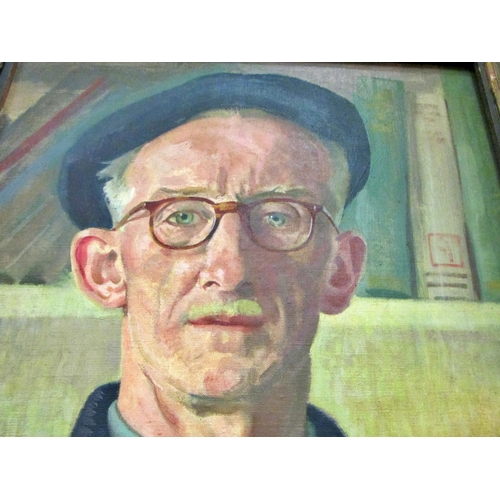 680 - Alexander Hossack (Exh. 1929) - Quarter Portrait of a Man in Hat and Glasses, signed lower right wit... 