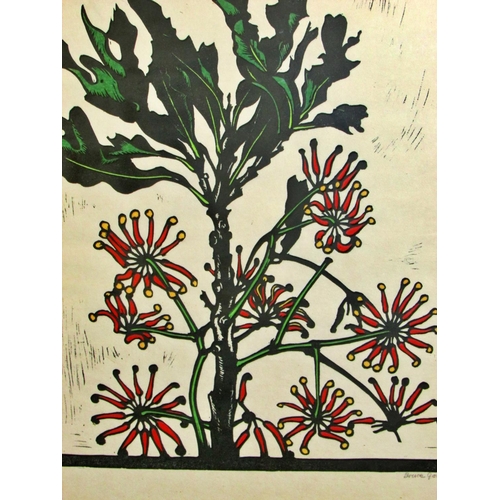 689 - Bruce Goold (Australian, b.1948), ‘Australian Wattle’ limited lino cut, numbered 5/50 lower left, si... 