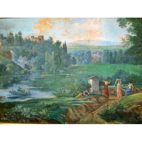 693 - Boileau (French, 19th century) - Classical scene with figures in an ancient landscape (1824), signed... 