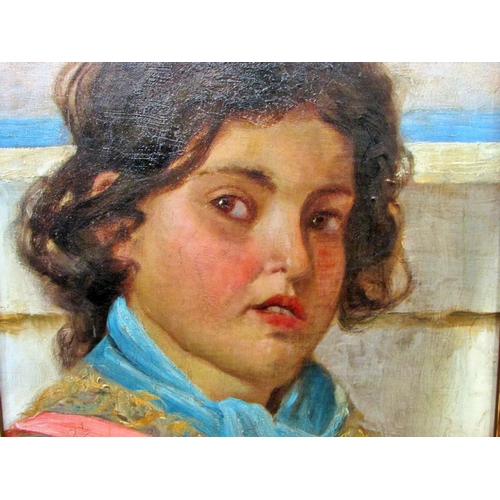 698 - Frederick D. Howse (act.1884-1894) - 'Bren', portrait of a girl with a glimpse of the ocean behind h... 