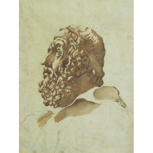 700 - Italian School, c.17th Century - Head study of a bearded man in profile, brown ink on laid paper, 25... 