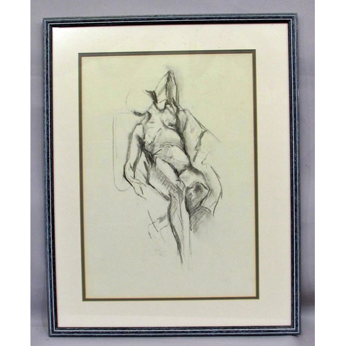 704 - Three 20th century nude life studies, each of figures in different poses, one seated male and two re... 