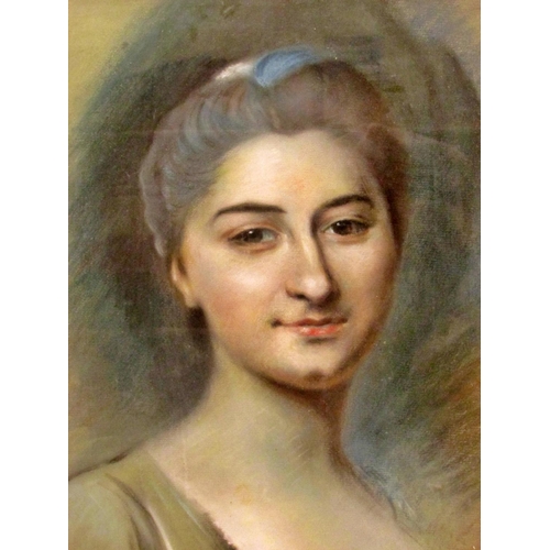 706 - Lespinasse (20th Century) - Quarter portrait of a woman looking towards the viewer with her head tur... 