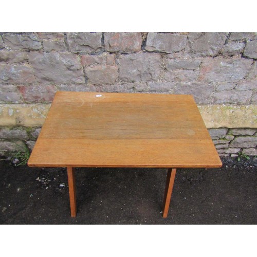 1181 - Mid 20th century writing desk/work table of rectangular form with under shelf, raised on X framed su... 