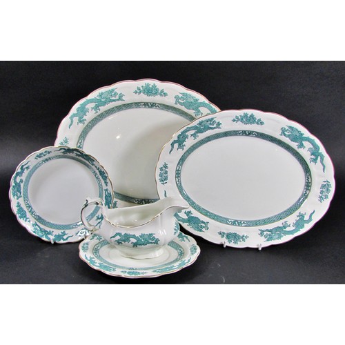 79 - Collection of Green Dragon dinner wares to include 6 main & 6 side plates, a lidded tureen, 2 graded... 