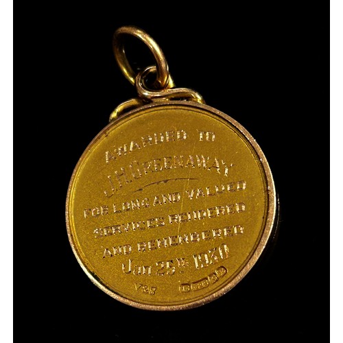 299 - 15ct presentation medallion awarded to J.H. Greenaway, the Life Vice-President of Midland Counties A... 