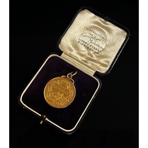 299 - 15ct presentation medallion awarded to J.H. Greenaway, the Life Vice-President of Midland Counties A... 