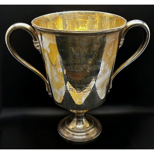 161 - A large Silver Trophy with engraved inscriptions to the front, London 1923, makers mark Edward Barna... 