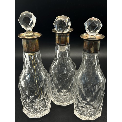 167 - A Victorian four-piece cruet set, London 1851, maker Samuel Whitford, one lacking a glass stopper, 9... 