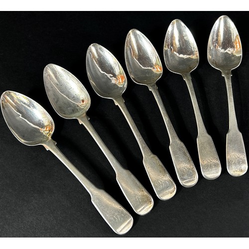 170 - A silver group of 6 grapefruit spoons engraved with initials A C, 3.5 ozs