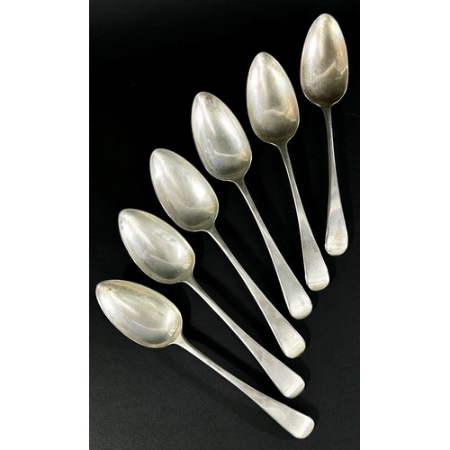 172 - Six silver serving spoons, London, of mixed makers and dates, 11.4 ozs approximately