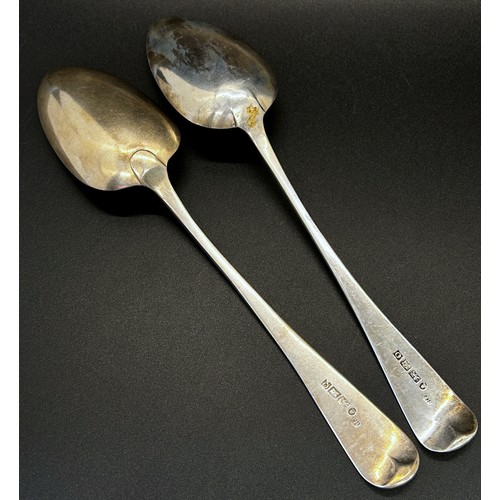 174 - Four silver dinner spoons with different designs and makers, 8 ozs approximately