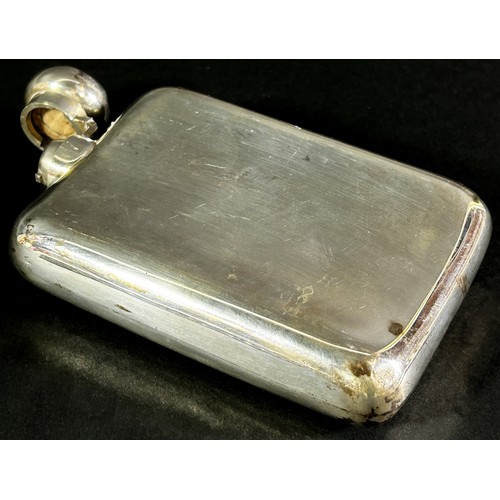 189 - A silver hip flask, Birmingham 1919, maker Cornelius Desormeaux Saunders and James Francis Hollings ... 