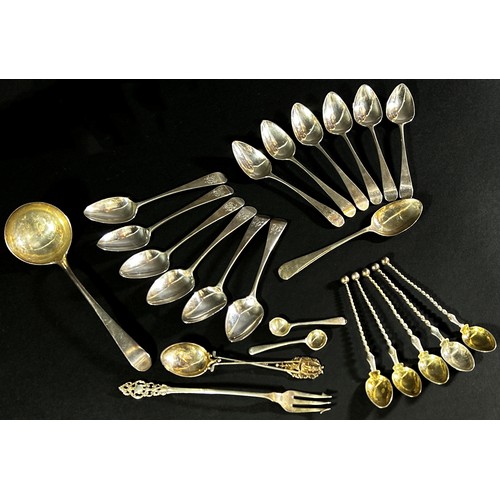 198 - Six Georgian teaspoons, London 1806, maker Peter & William Bateman, six further 19th century teaspoo... 