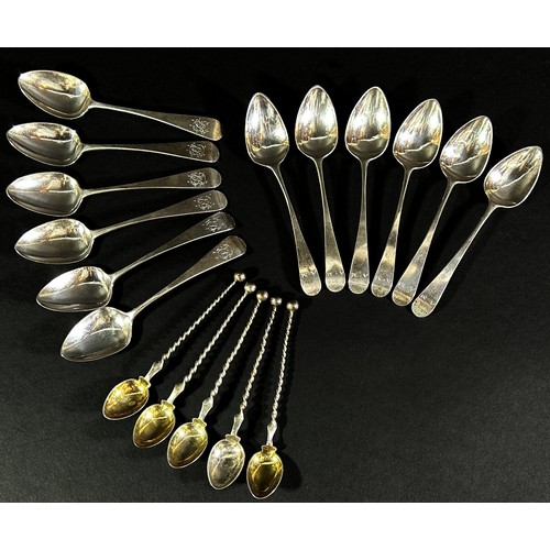 198 - Six Georgian teaspoons, London 1806, maker Peter & William Bateman, six further 19th century teaspoo... 