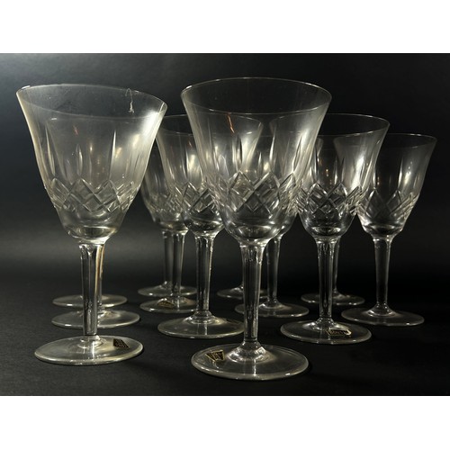 150 - A suite of Belgian M.B. Boussu glasses, including twelve red wine, ten white wine, ten sherry, eleve... 