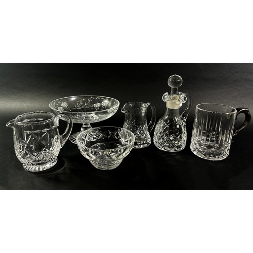 153 - A mixed selection of cut glass including red wine glasses, white wine, brandy balloons, tumblers, sh... 