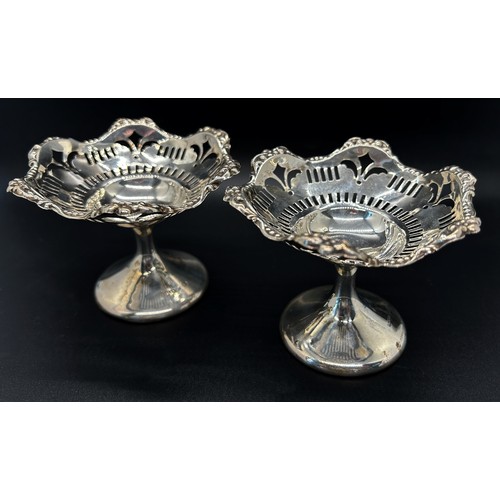 166 - A pair of silver bonbon dishes, with a floral design in original retail box from Alexandria, Chester... 