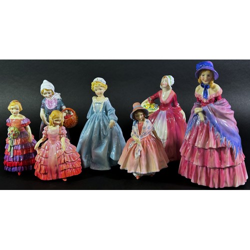 75 - A collection of five Royal Doulton figurines to include Annette, Rose, Lily, The Little Bridesmaid, ... 