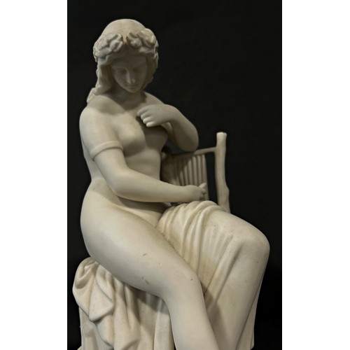 87 - A Copeland Parian figure of Lurline, in seated pose at her feet a serpent, 30cm