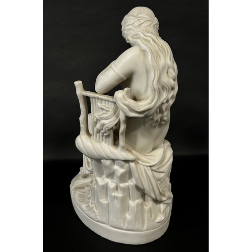 87 - A Copeland Parian figure of Lurline, in seated pose at her feet a serpent, 30cm