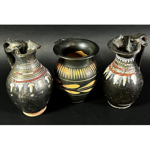 80 - Three Etruscan vases with repeating detail