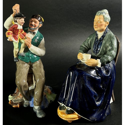 103 - A 19th century German group - female harpist, a Doulton figure - The Puppet Maker, HN2253, The Cup o... 