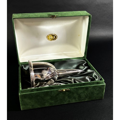 270 - A cased silver-plated two-piece Georgian style wine funnel with filter from The Hugh Johnson Collect... 