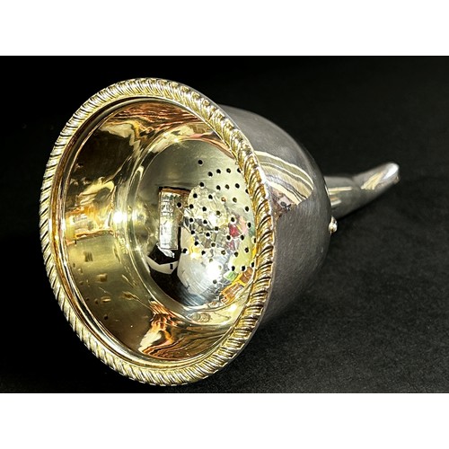 270 - A cased silver-plated two-piece Georgian style wine funnel with filter from The Hugh Johnson Collect... 