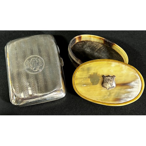 403 - A small mixed lot to include horn snuff box, agate box, silver cigarette case, Royal Worcester minia... 