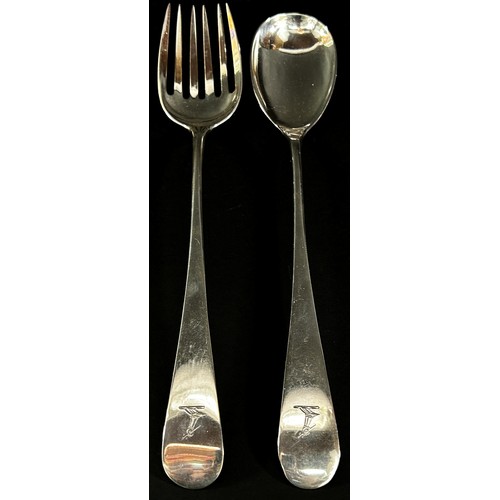 241 - A pair of George III silver salad servers, London 1800, maker Peter & William Bateman, 28 cm long ap... 