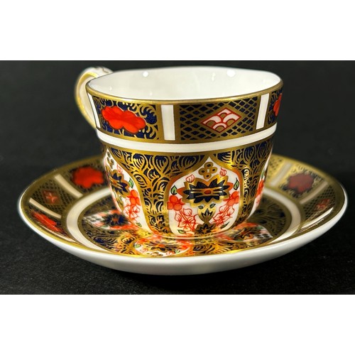 415 - Crown Derby miniature cup and saucer with rich Imari detail, further miniature vase similarly decora... 