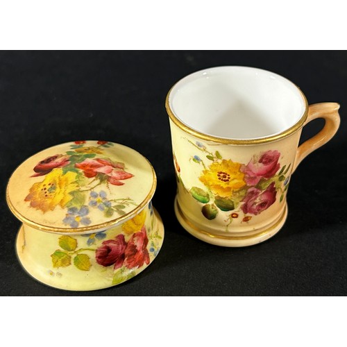 417 - Royal Worcester miniature Blush Ivory mug 1902, 305cm high with auction receipt dated 2002 for £75, ... 