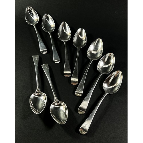 246 - Nine assorted 19th century dessert spoons by various makers, 9.2 ozs approximately