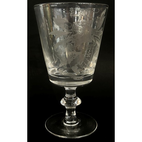 133 - A Crested Armorial glass, with Norman Heritage bearing the War Cry “Crom A Boo” (Dissolve Forever) b... 