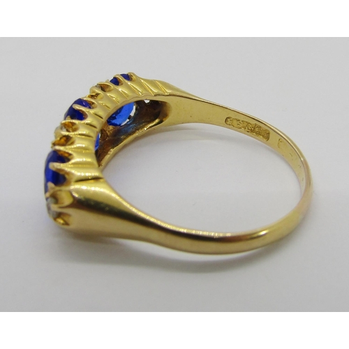 271 - Antique 18ct sapphire-coloured paste and diamond ring, maker 'S.S&Co', size V, 7g